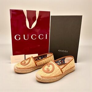 Gucci Women’s Straw Espadrille Shoes